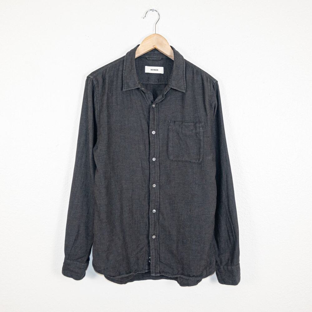 Buck Mason Charcoal Gray Long Sleeve Button-Down Shirt